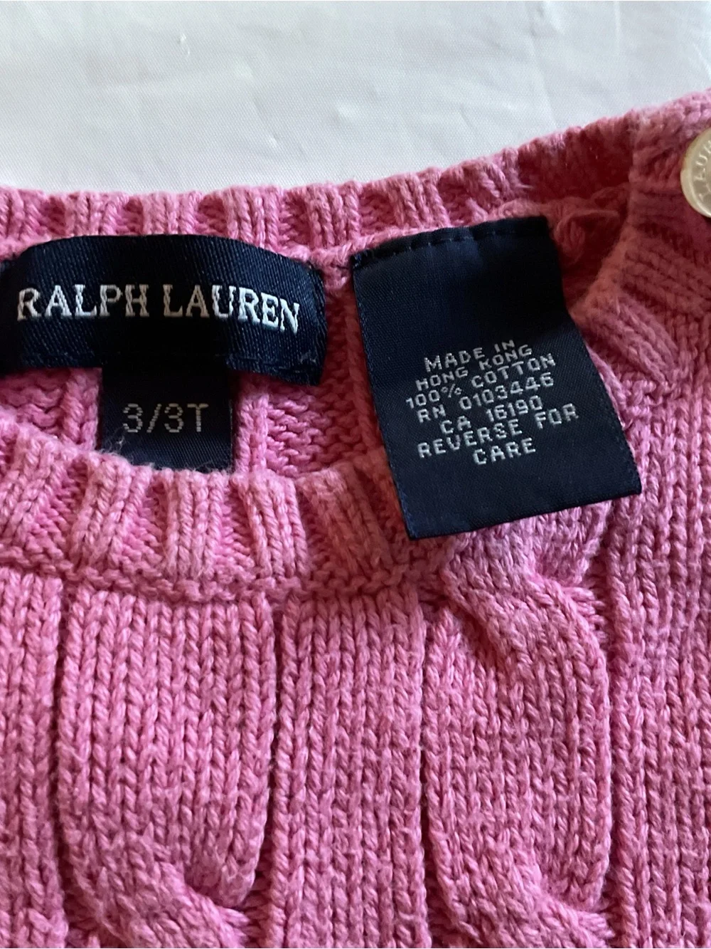 Ralph Lauren Vintage Pink Cable Knit Sweater Girls 3-3T
